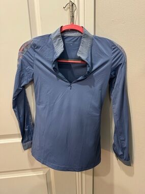 Halter Ego Long Sleeve Lace Detailed Top in Sky Blue